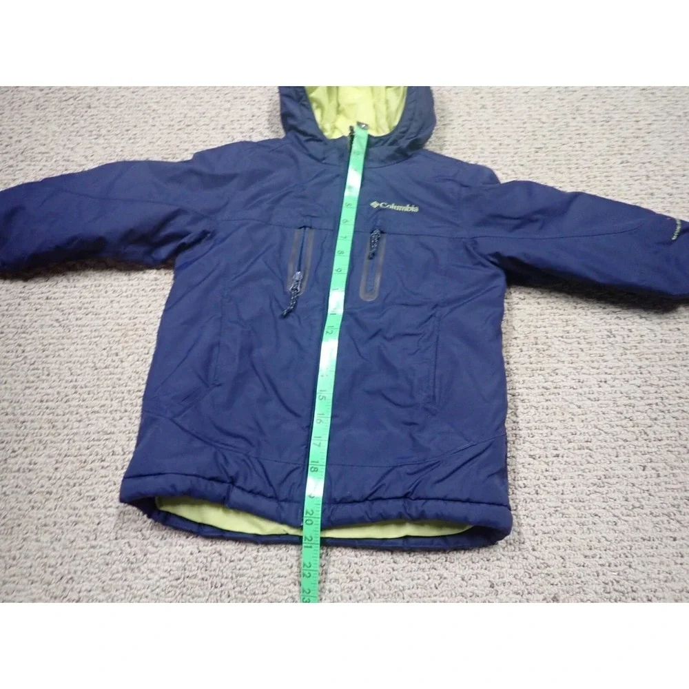 Columbia Omni-Shield Jacket Boys 4/5 Navy Blue Excellent Insulated Hooded Coat